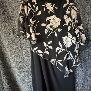 Scarlett Black Dress with Cream Floral Appliqué